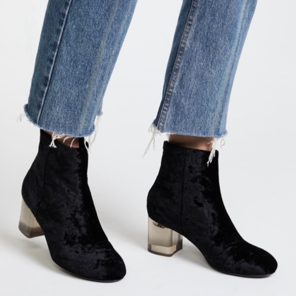 ✨✨✨rag & bone Black Velvet Ankle Boots with Clear Block Heel | EU 37